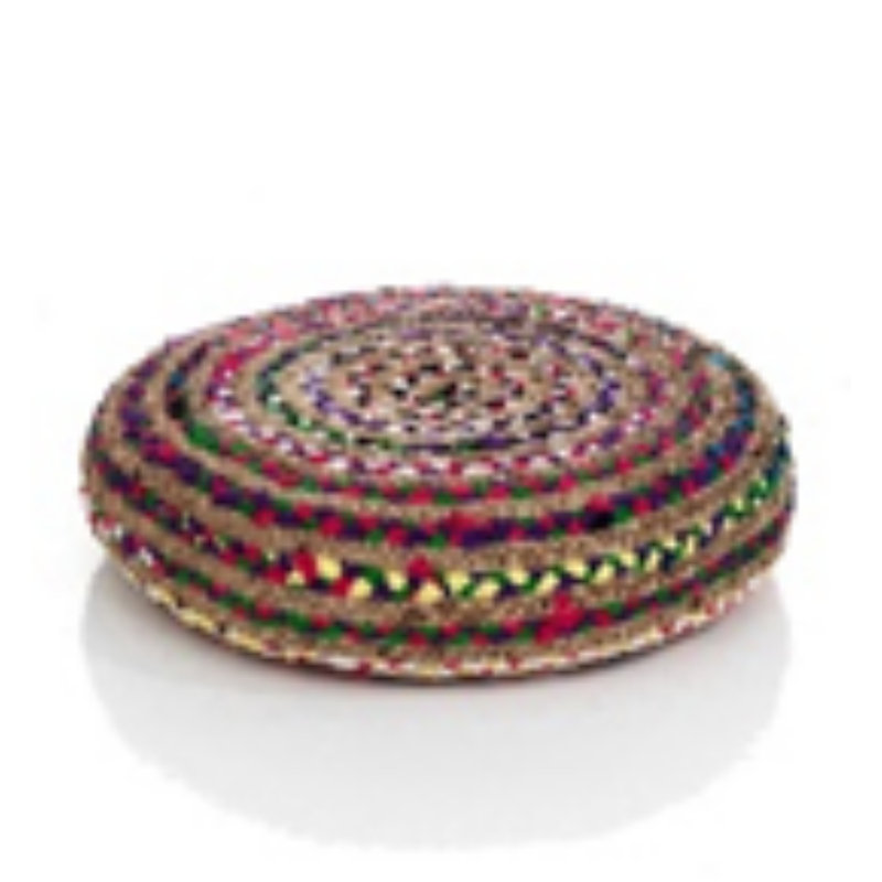 Notburg 50cm Wide Round Abstract Pouffe Ottoman
