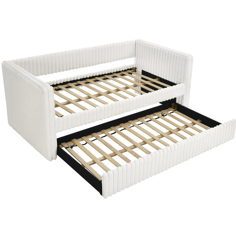 Lit de jour simple rembourré beige, Beige, Double
