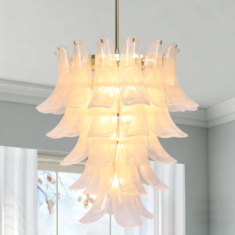 12-Light Tiered Chandelier With Cloud Glass