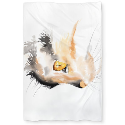 Watercolor Cat Face Profile Duvet Cover - Gray Animals Decor