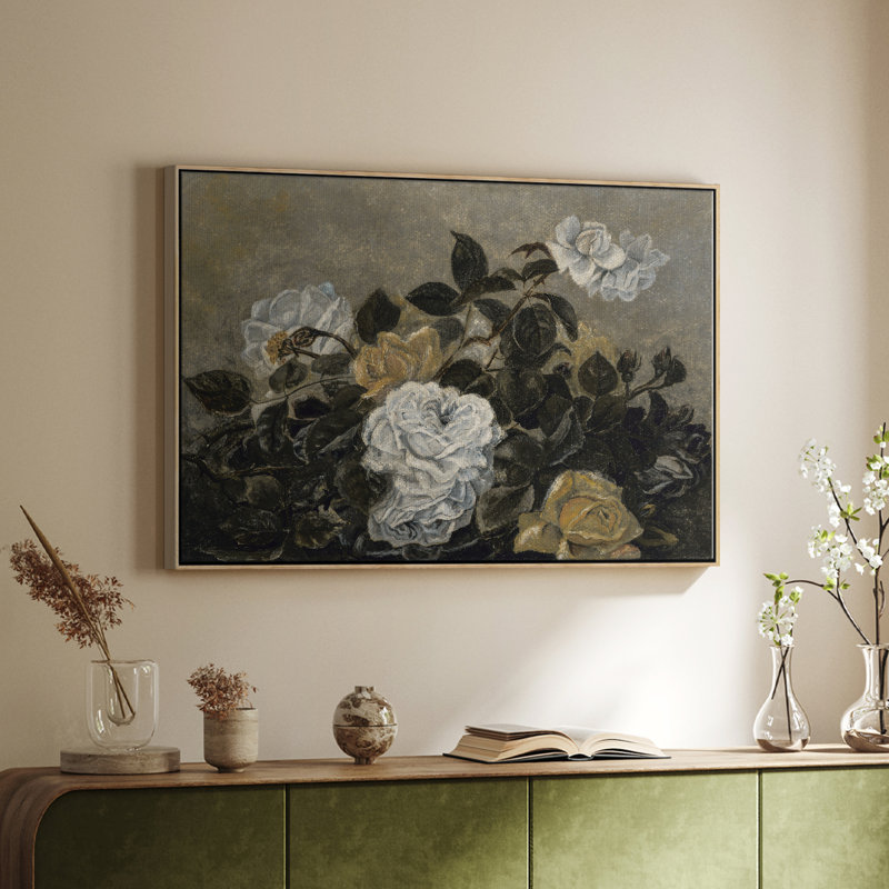 " Vintage Botanical - CXVI ", Brown Floater Framed Canvas, 37" H x 25" W x 2" D