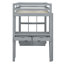 Lit mezzanine double avec grandes tablettes, bureau et lumière DEL, gris