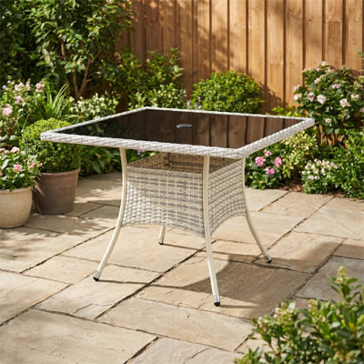 glass top patio table with umbrella hole BIQWBIC 32" with Hole, Round Outdoor Dining Table Bistro Table with Table Top, All Weather Small Outdoor Table for Pool, Lawn, Backyard, Balcony : Patio or for your home or business DIMAR GARDEN 32" Outdoor Coffee