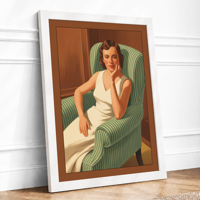 Woman in Repose Mid-Century - Framed Print, A4 - 29.7 x 21.0 cm, White