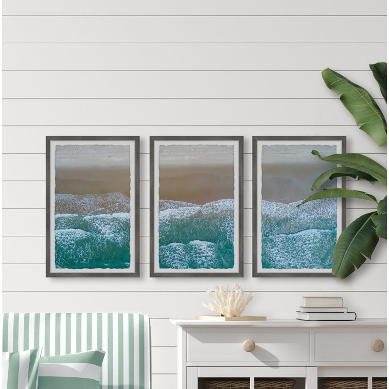 «Amazing Shoreline» par Marmont Hill - Ensemble de 3 reproductions de cadres photo sur papier