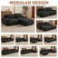 Canapé modulaire en forme de L Boneless, surdimensionné avec assise profonde, repose-pieds, velours côtelé, sans assemblage-994911417-994911419-994911422