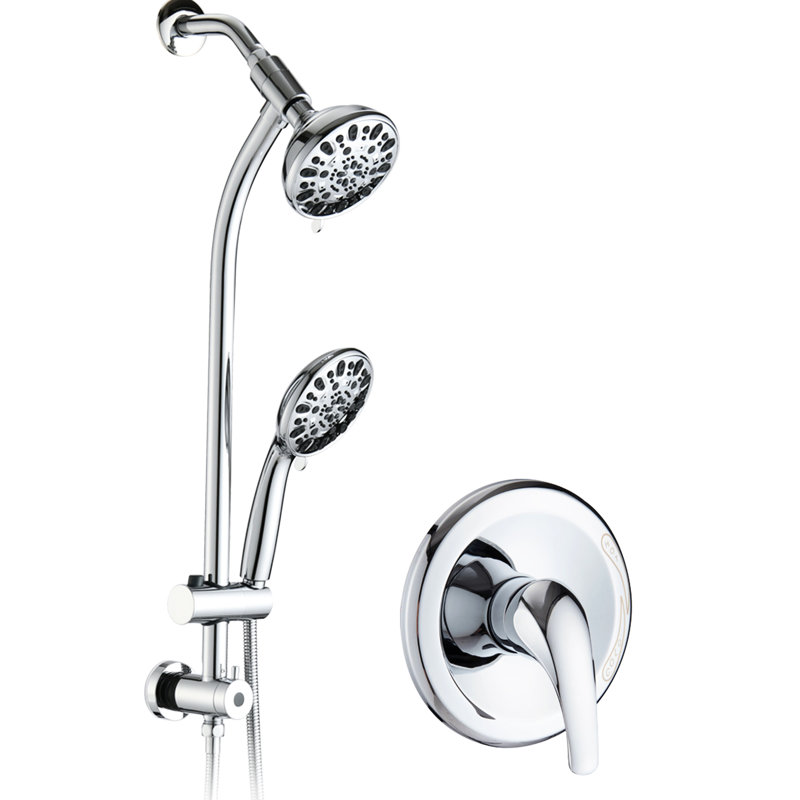 7-Setting Shower - Stainless Steel Slide Bar, 5" Abs Head, 1.8 Gpm, Dual , Wall Mounted 26 Head Spa 7 Spray Patterns, Showerhead, Mounted, Finish