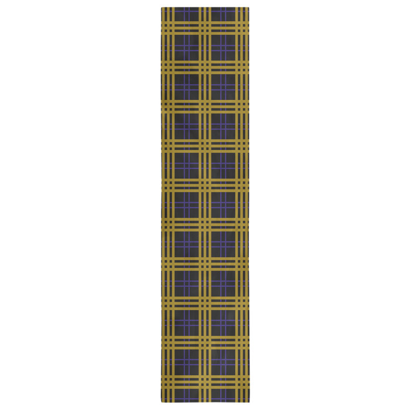 Chemin de table en polyester payant, L 72 po x l 16 po, Noir / mauve / or métallique