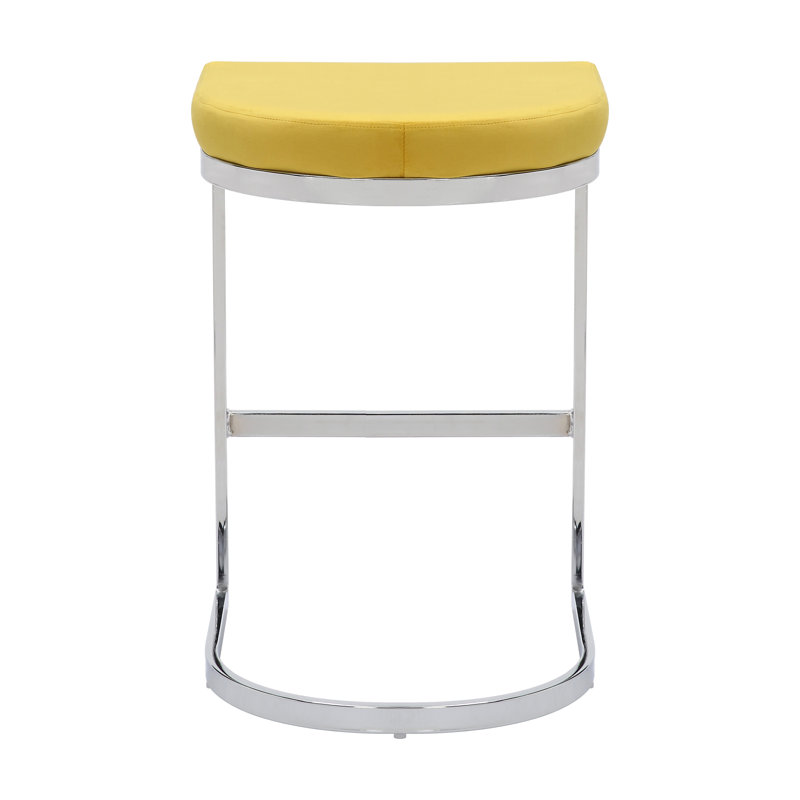 Lamboro Bar Stools Upholstered Counter Stool with Metal Frame, Mustard