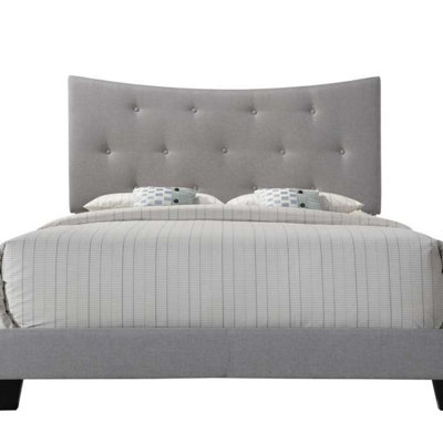 Grand lit en tissu gris Venacha