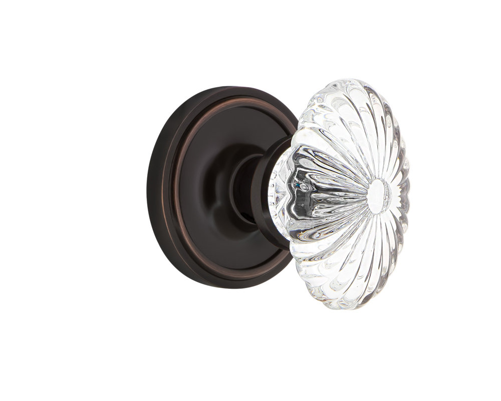 Classic Rosette with Oval Fluted Crystal Door Knob Nostalgic Warehouse 