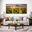 Champ de tournesols tournesols sur un fond de coucher de soleil - ensemble de 3 reproductions sur toiles tendues-124478541-56497759