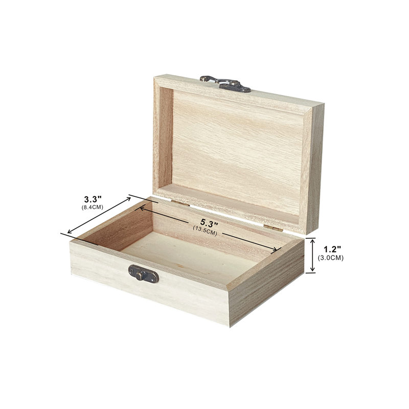 Boîte de 24 petites boîtes en bois pour artisanat 6 po x 4 po x 2 po Boîte en bois non finie avec couvercle Boîte à souvenirs pour le rangement de bijoux