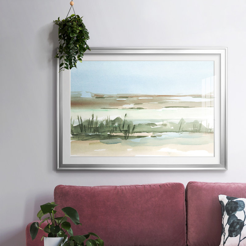 Peaceful Lowland I-FramedFramed Print W biseauté mat et verre, Argent, H 19 po x l 27 po x P 1,5 po
