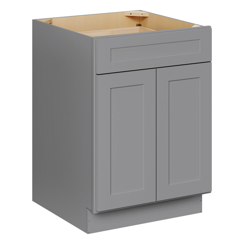 Meuble bas standard HOMEIBRO Cozy Design, 61 cm (L) x 61 cm (P) x 88 cm (H), en contreplaqué gris Shaker, prêt à assembler