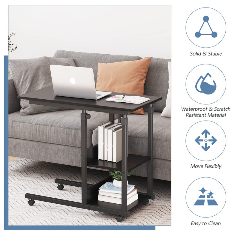 Aarah Wheel End Table, Black, Black