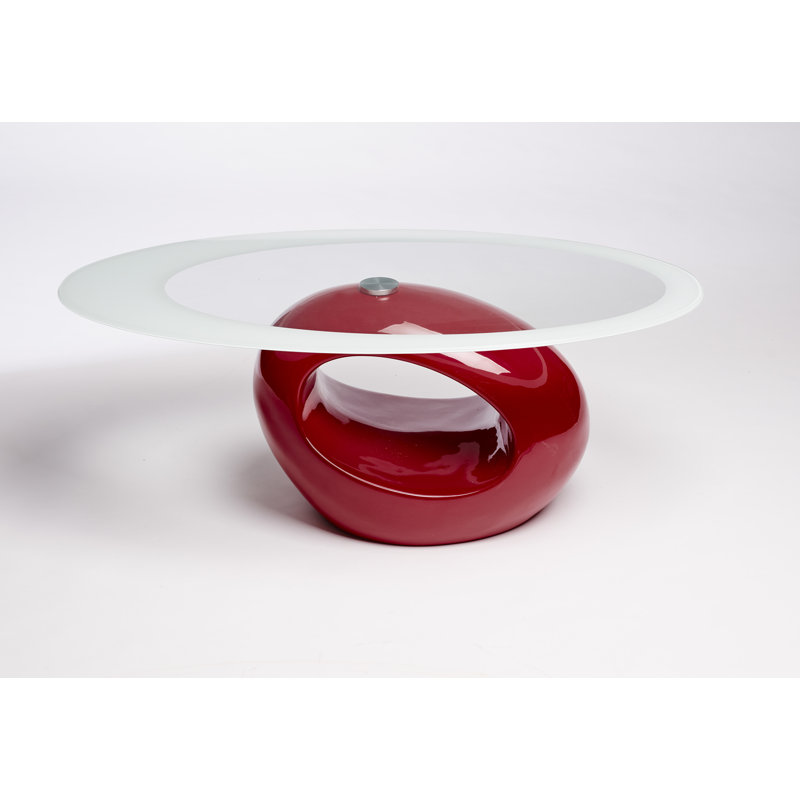 Aleshire Solid Coffee Table with Storage, White/Clear, Red