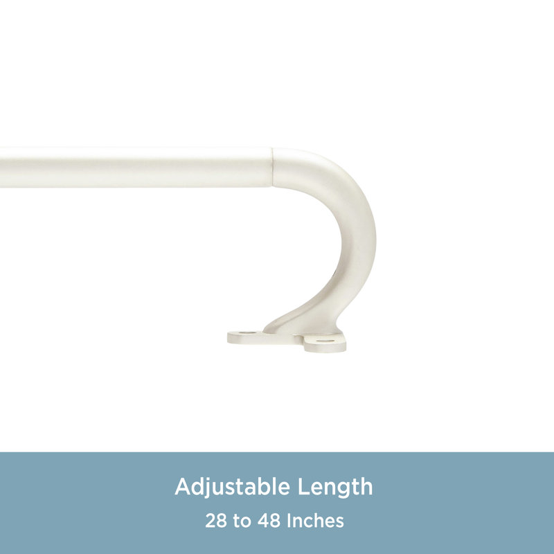 Adjustable 0.75" Single Curtain Rod, 28" - 48", Brushed Nickel