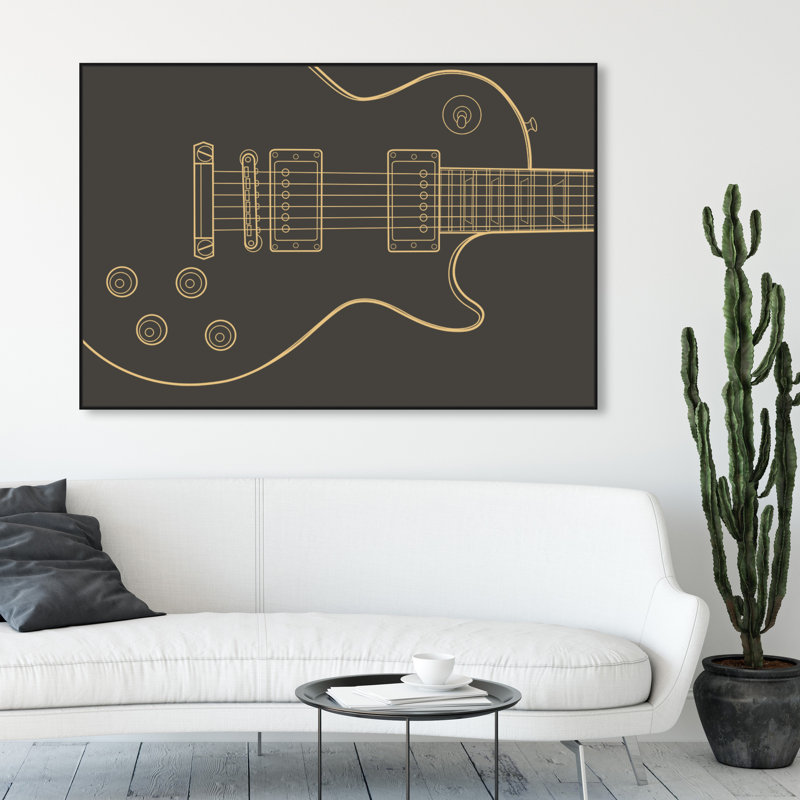 Guitare, impression sur toile, Toile encadrée noire, H 36 po x l 54 po