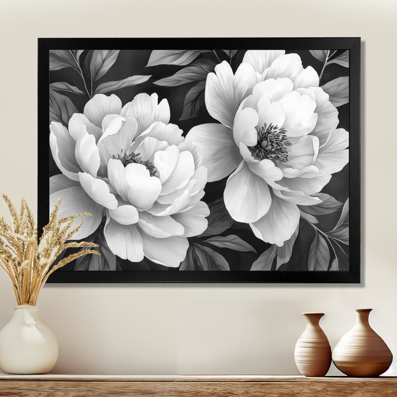 Illias pivoines en gris classique I - pivoines, art mural, Reproduction encadrée d'une seule photo, H 30 po x l 40 po
