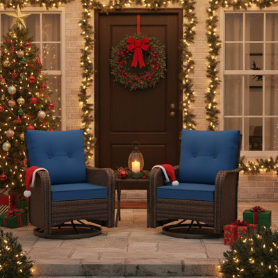 Rocking Swivel Rattan Patio Chair With Cushions