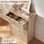 Ensemble de 3 meubles en rotin, style bohème bois : commode à 6 tiroirs (122 cm), commode haute (107 cm), table de chevet 2 tiroirs (58 cm) avec station de recharge.-823333531