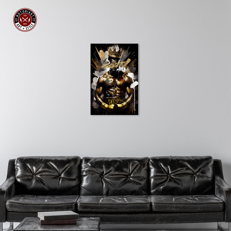 Legendary Boxer Gold and Black Canvas Wall Art, 20" x 30"