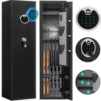 Gun Safe, Quick Access 4-5 Gun Safe, Gun Safes for Guns and Shotguns, Adjustable Support Frame, Pistols Rack, Ammo Storage Shelf