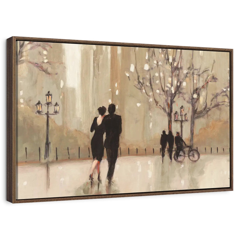 An Evening Out Neutral I, Floating Frame Walnut, 40" X 27"