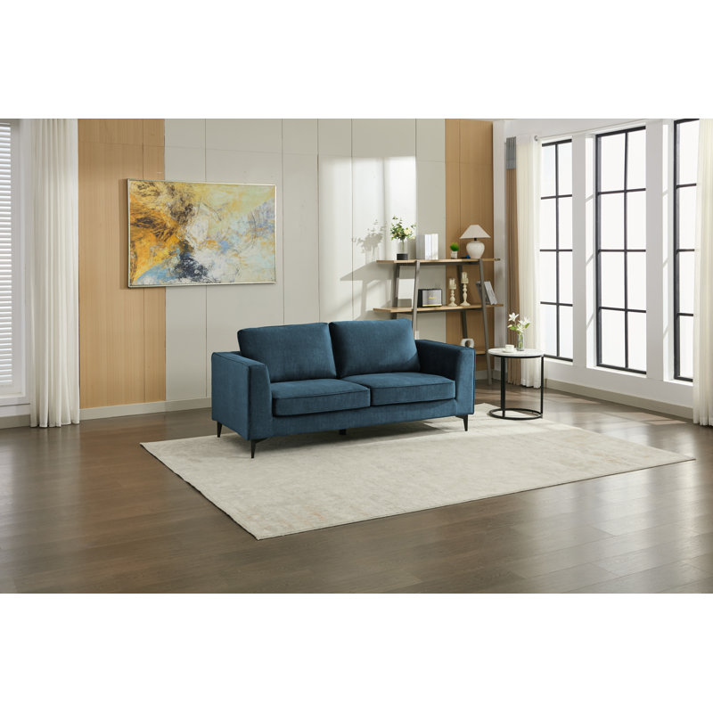 Carmen Modern Upholstered Sofa, Blue, 3
