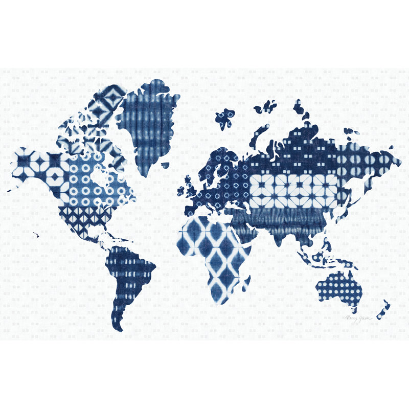 Shibori Map - Wrapped Canvas Painting, 20cm H x 30cm W
