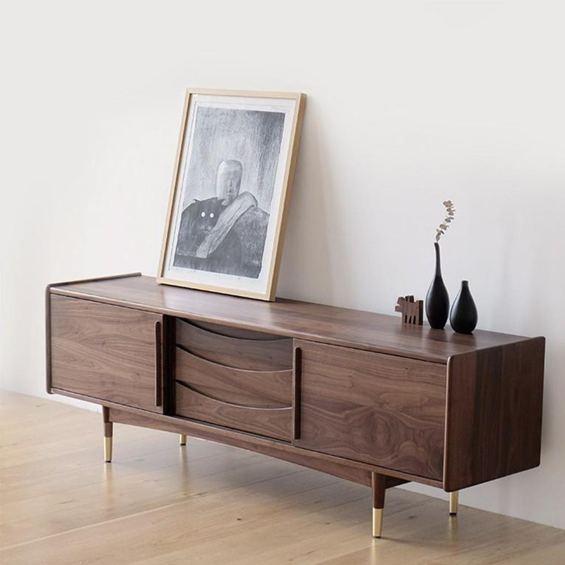 Meuble télé simple et moderne, Bois brun foncé, 70.87"