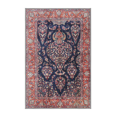 Tapis rouge/bleu traditionnel Pottsgrove