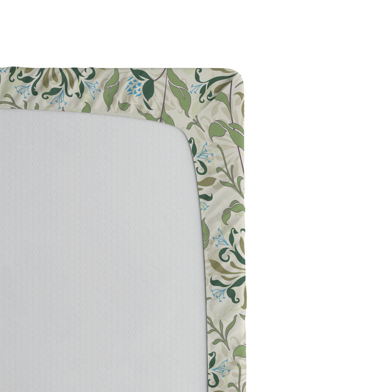 Drap-housse Ambesonne, paquet de 2, Drap-housse de taille très grand, Beige / vert floral