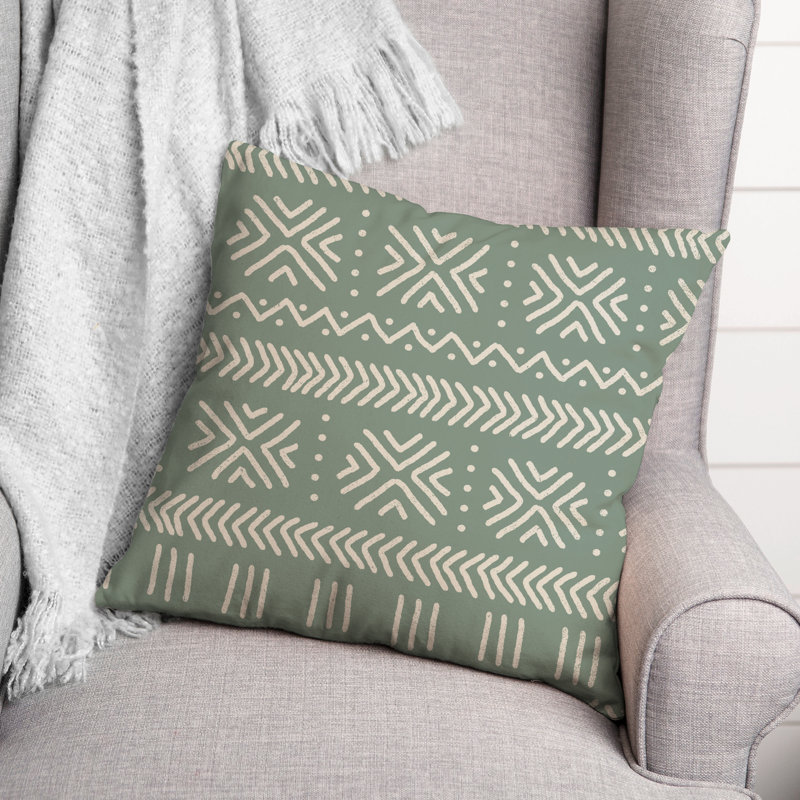 Sage Mudcloth Square Pillow Cover & Insert