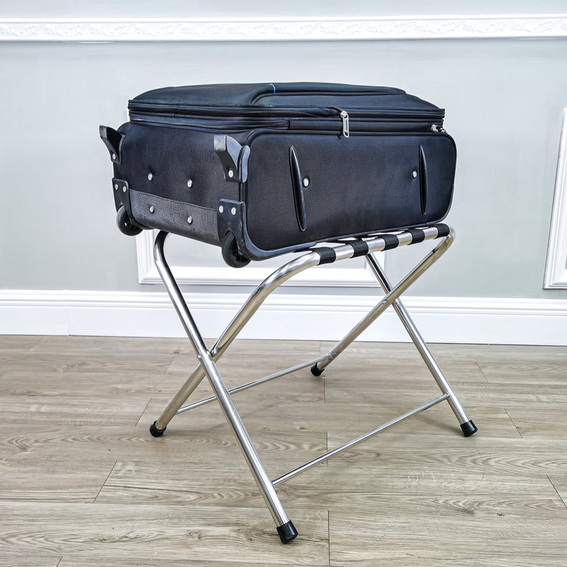 Porte-valises pliable en acier inoxydable avec support en nylon noir 16,54 "x H 23,62"
