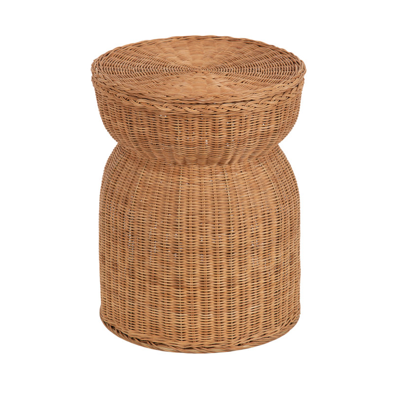 Round Rattan Lift-Top Side Table