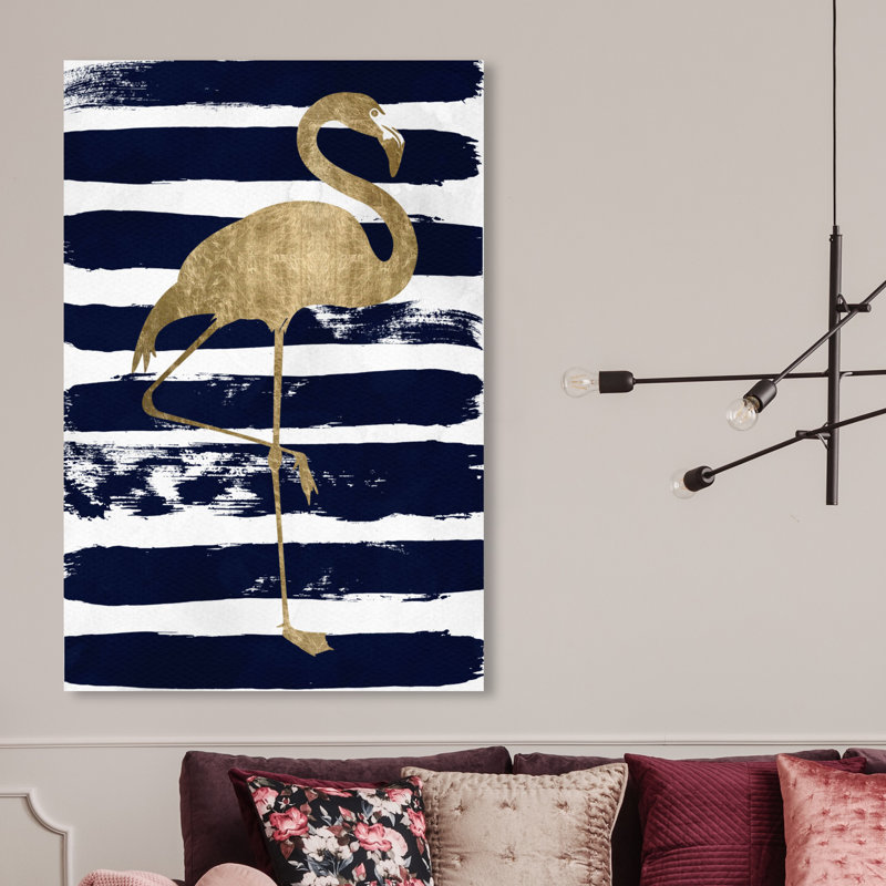 « flamant rose », peinture sur toile, H 45 po x l 30 po x P 1,5 po