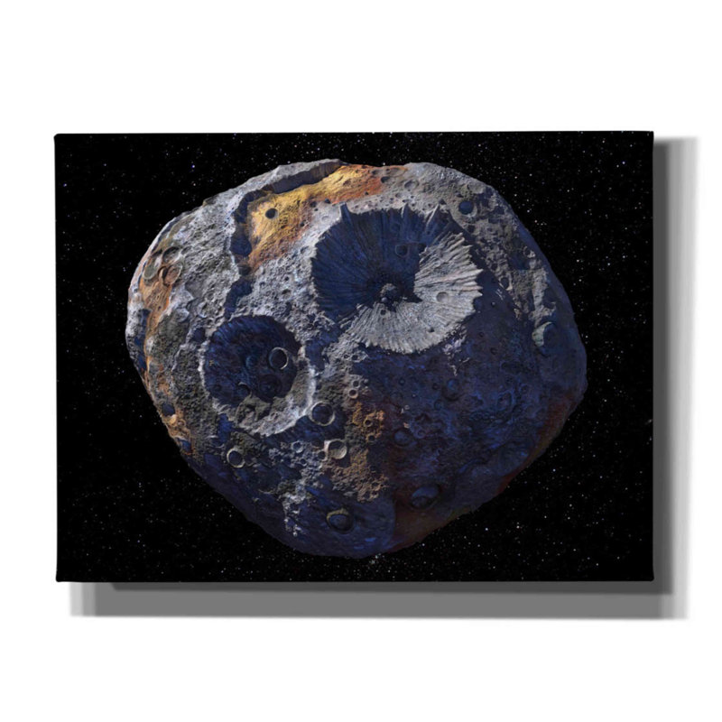 Asteroïde - peinture sur toile tendue, H 12 po x l 16 po x P 0,75 po