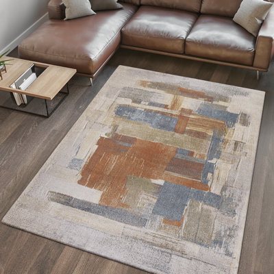 Giavonna Abstract Coastal Watercolor Machine-Washable Cream/Multi Rug