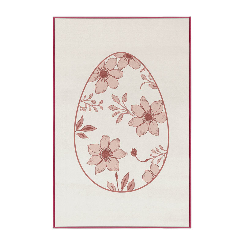 Soft Plush Farner Easter Modern & Contemporary Abstract Area Rug in Gray – Rose Binding, 5x7