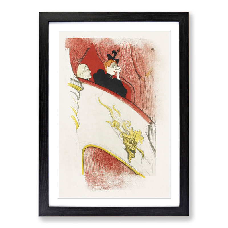 From the Balcony by Henri De Toulouse-Lautrec - Picture Frame Drawing, 90cm H x 65cm W x 2cm D, Black