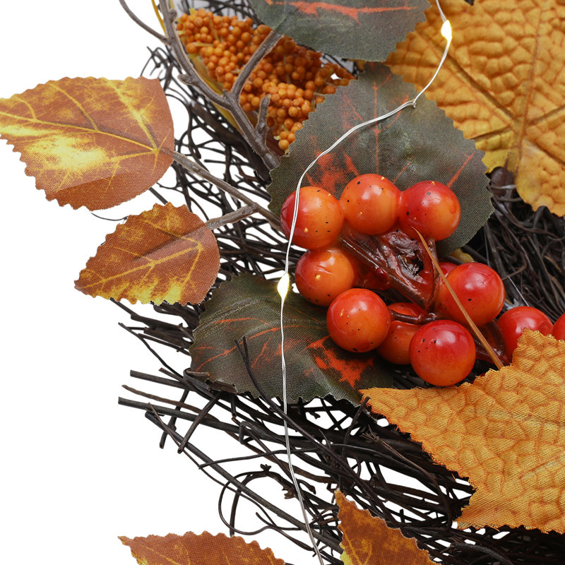 Faux Lighted Maple 45cm Wreath