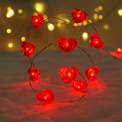 Heart-shaped Lights 78.7ft LED Love Flashing Lights Battery Operated For Valentines Day Kids Bedroom Christmas Wedding Indoor Party Decoration