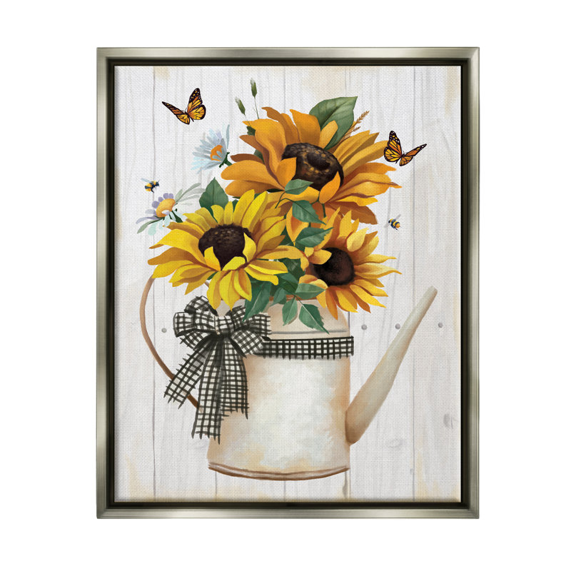 «Country Rustic Sunflower Bouquet» par Lucca Sheppard - Peinture sur toile, H 21 po x l 17 po x P 1,7 po
