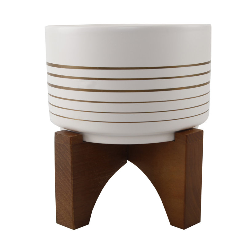 Pot de fleurs en céramique Fonthill, Blanc, H 8,125 po x l 7,5 po x P 7,5 po