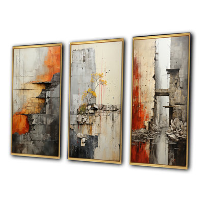 " Minimalism Dam Reservoir " 3 - Pieces on Canvas