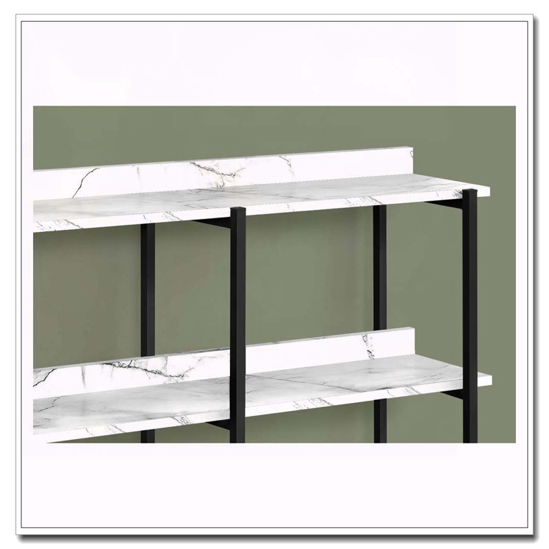 Table d'appoint, console, vestibule, étroit, canapé, salon, chambre à coucher, stratifié aspect marbre blanc, métal noir, contemporain, moderne