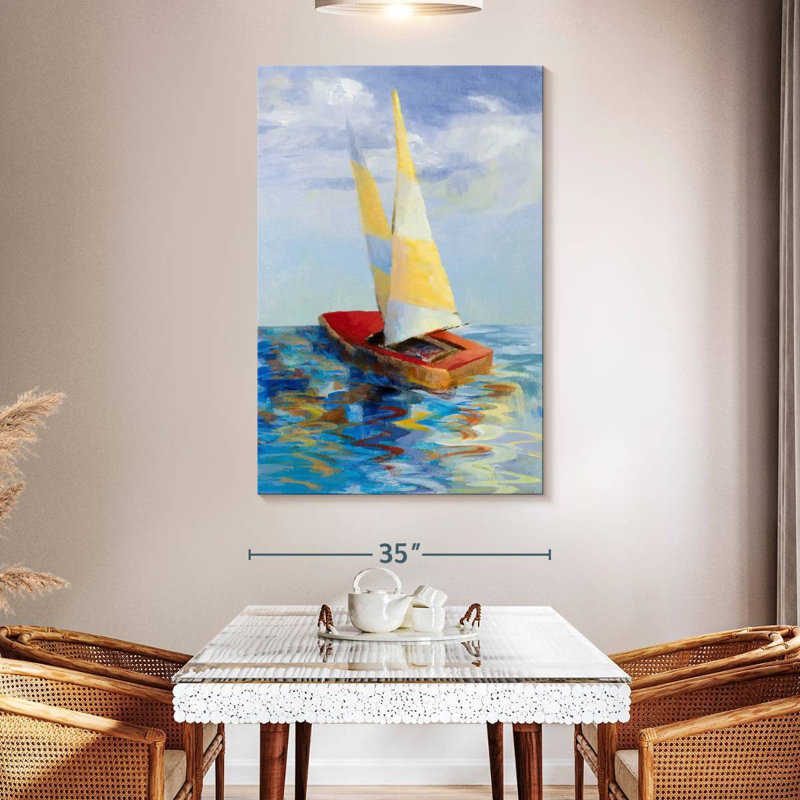 Mehar Red Sailboat, 51" H x 34" W