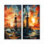 «Coastal Stormy Sunset Lighthouse Breeze I», ensemble de 2 reproductions d'art sur toile-102576926-102576924